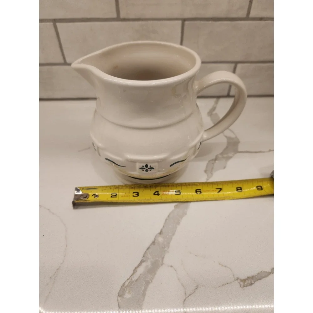 Vtg. Longaberger Pottery Woven Traditions Small Milk Juice‎ Water Pitcher Green